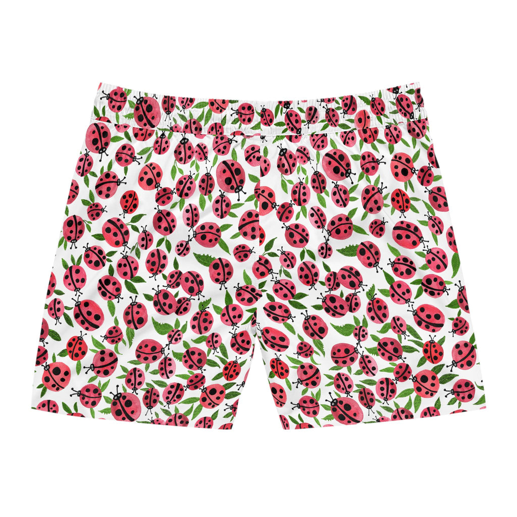 Men's Ladybug Pattern Swim Shorts | Mid-Length Beachwear, Summer Fun
