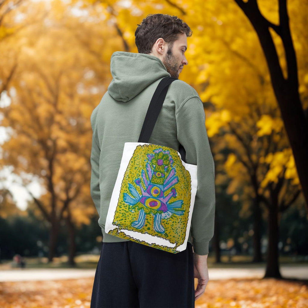 Psychedelic Eye Totem Tote Bag | Colorful Abstract Illustration
