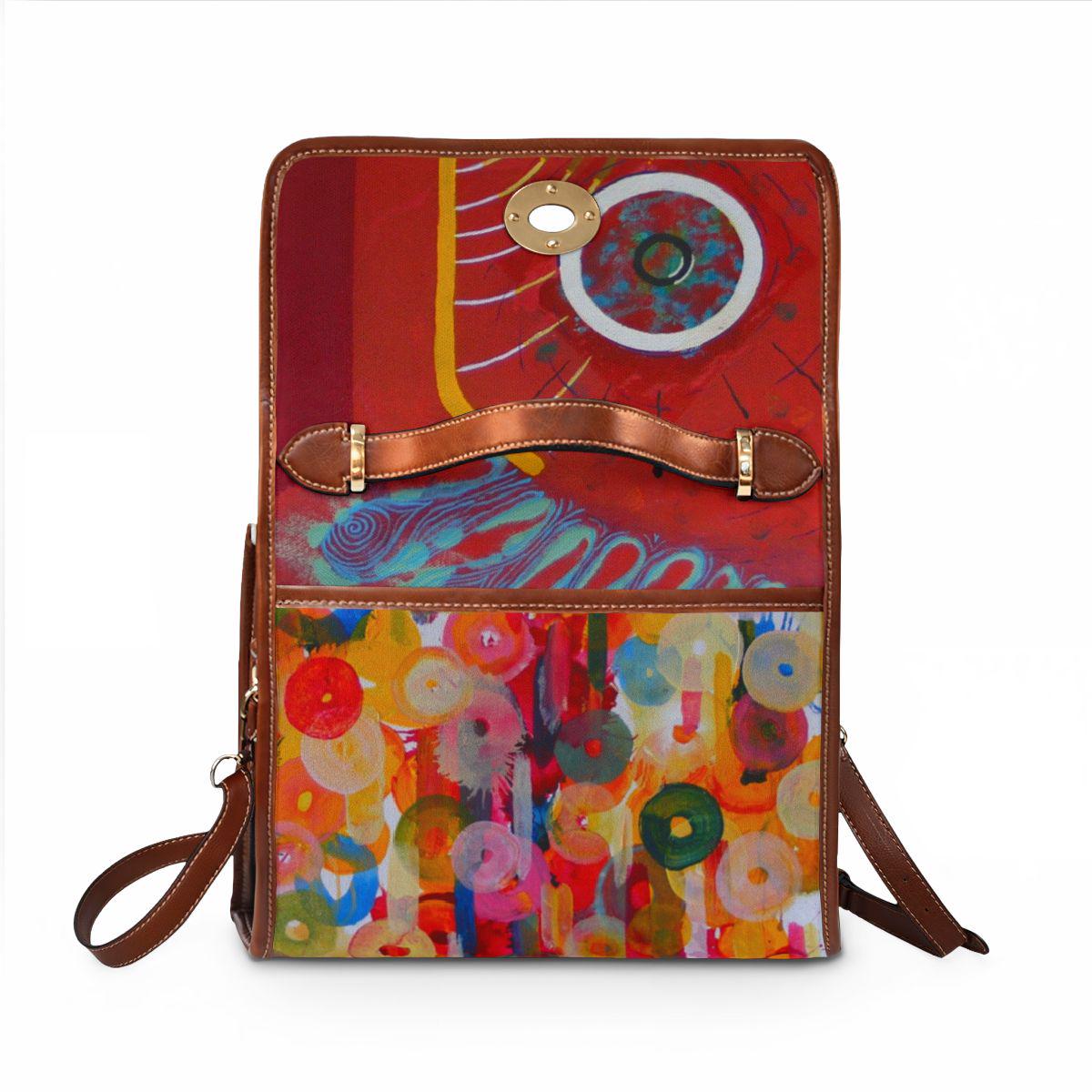 Abstract Colorful Circles Waterproof Canvas Bag | Artistic Geometric Print
