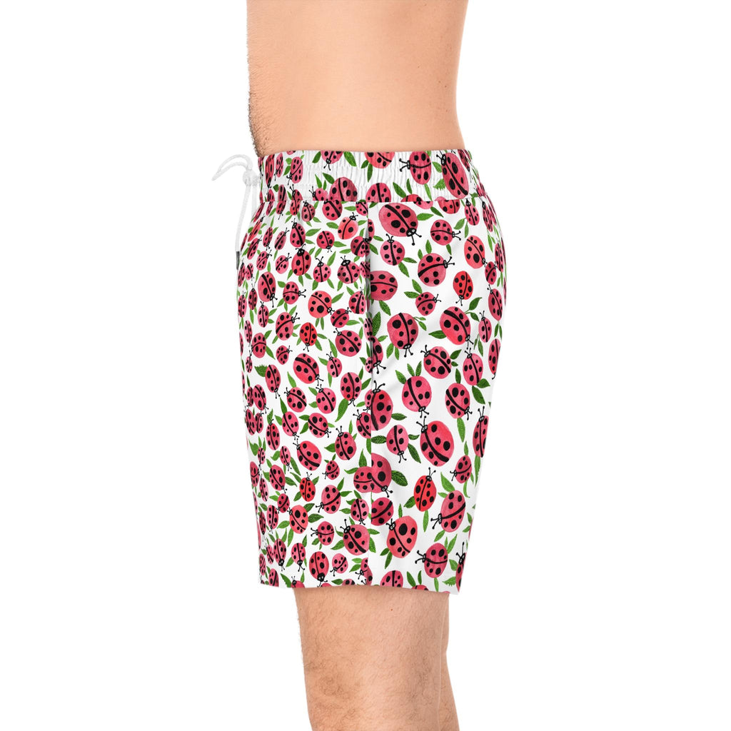 Men's Ladybug Pattern Swim Shorts | Mid-Length Beachwear, Summer Fun