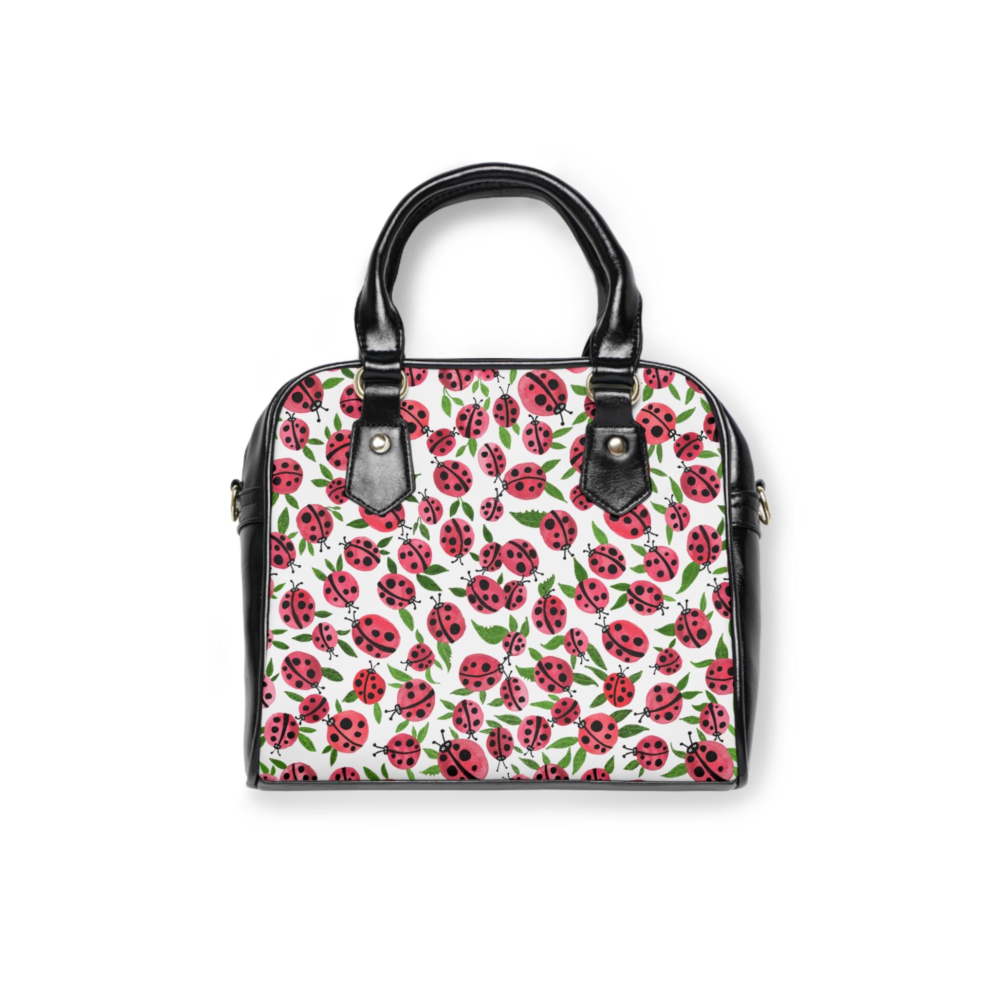 Ladybug Pattern Shoulder Handbag | Red Black Beetle Print