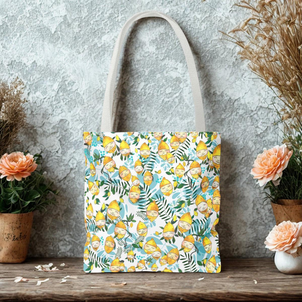 Sobriety gave me back my mornings Tote Bag | Illustrated Lemon Floral Pattern Tote