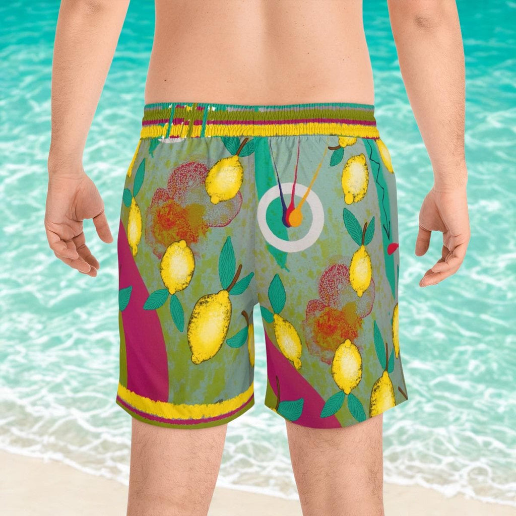 Lemon Pattern Swim Shorts | Tropical Citrus Print