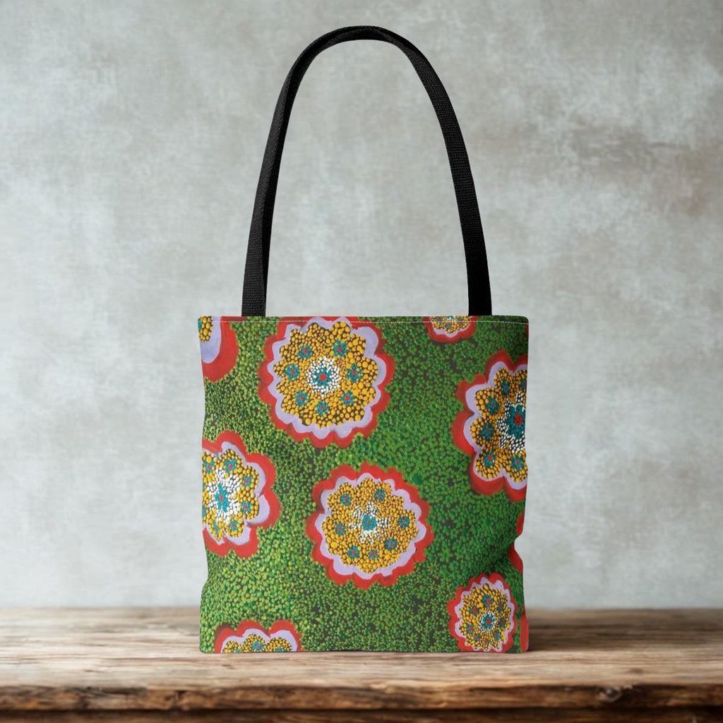 Floral Mandala Pattern Tote Bag | Hand-Drawn Face Illustration Tote