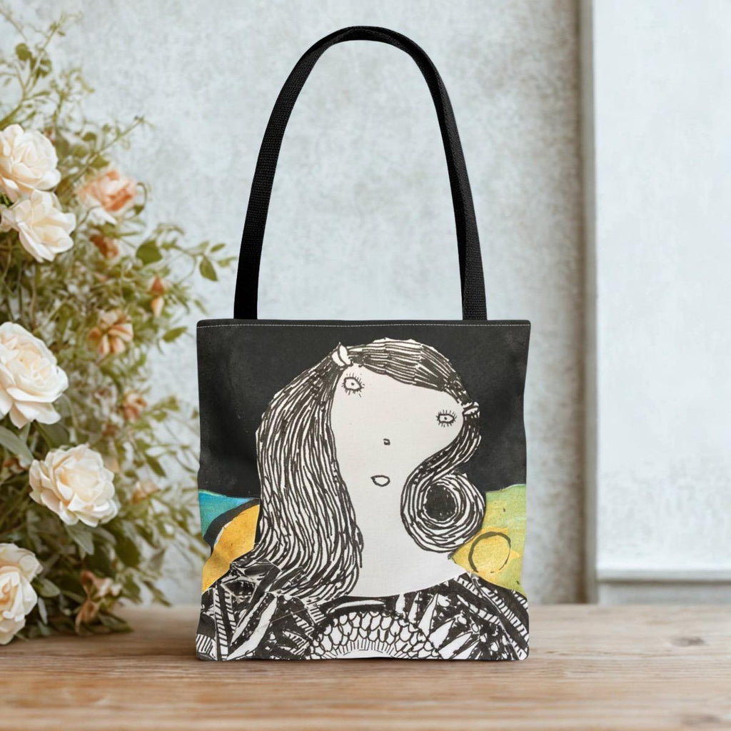 Whimsical Girl and Running Horse Tote | Illustrated Art Tote