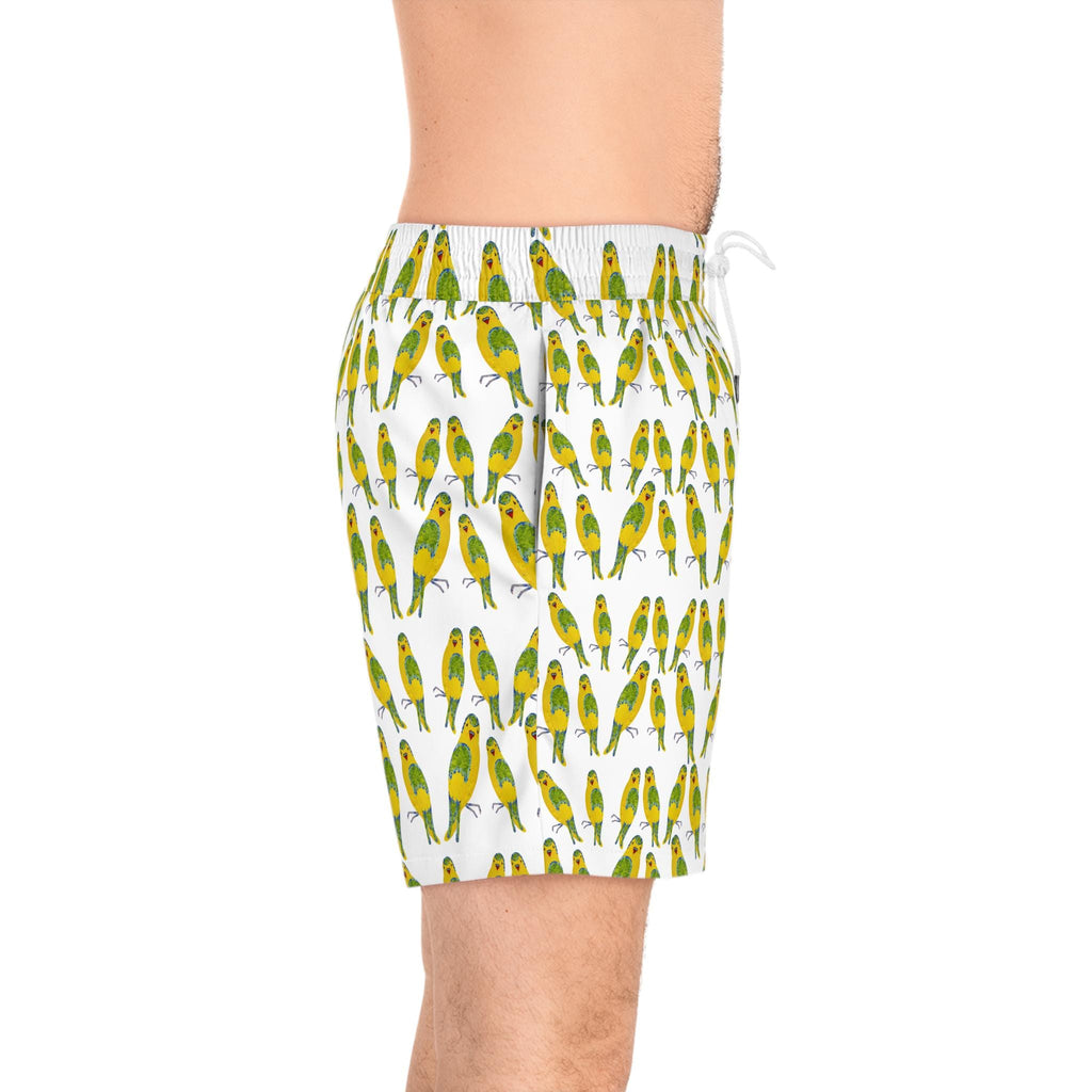 Green Budgie Parrot Pattern Swim Shorts | All-Over Print