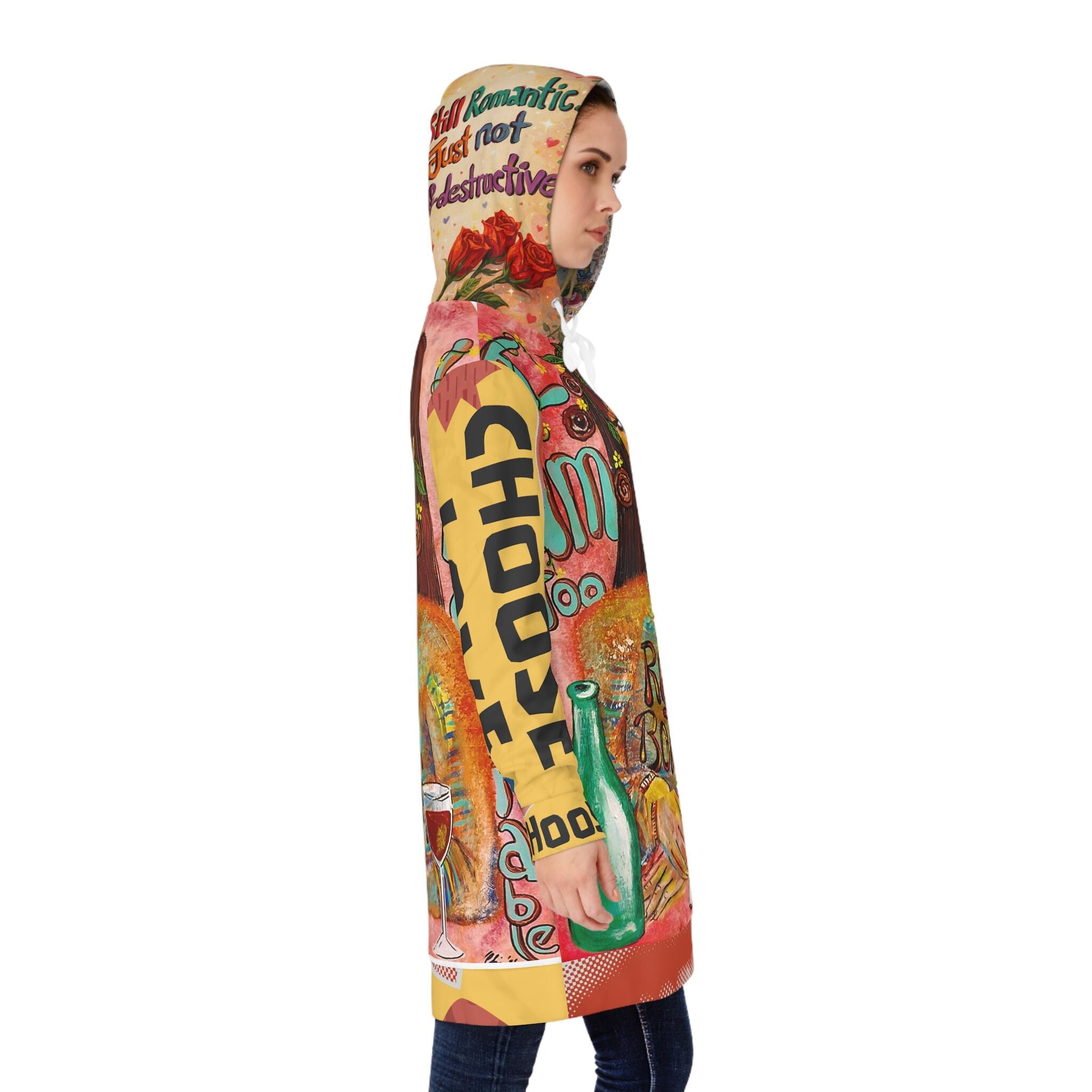 Surreal Portrait with Wine and Love, Hoodie Dress | All-Over Print