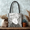 Doodled Portrait Tote Bag | Illustrated Face Art, All-Over Print