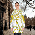 Yellow Budgie Pattern Hoodie Dress | All-Over Print Parakeet Design