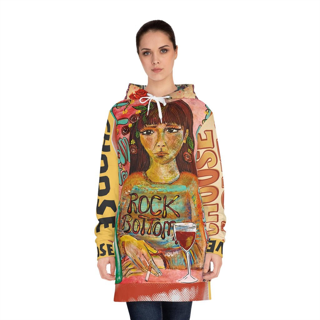 Surreal Portrait with Wine and Love, Hoodie Dress | All-Over Print