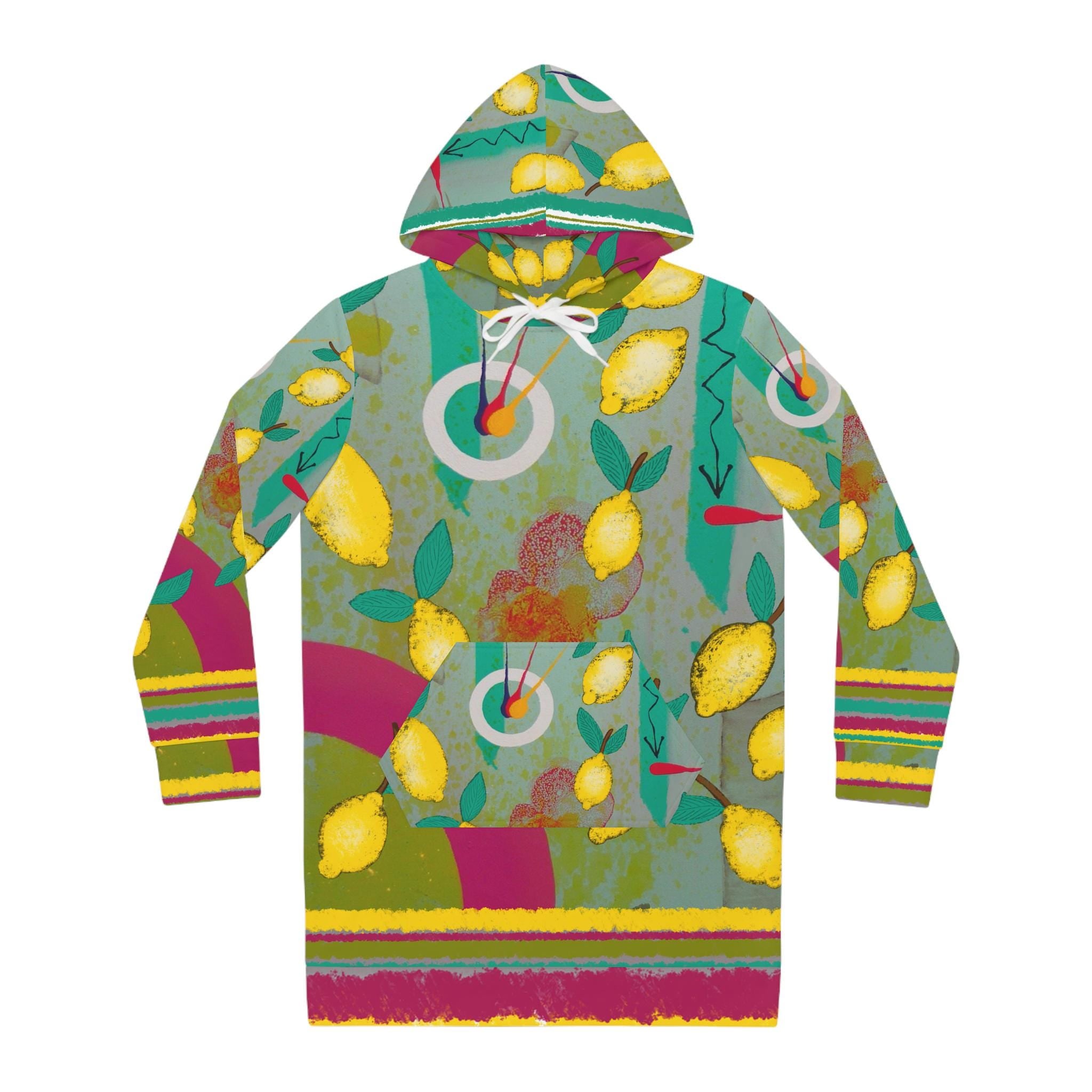 Lemon Branches Hoodie Dress | Allover Print Citrus Pattern