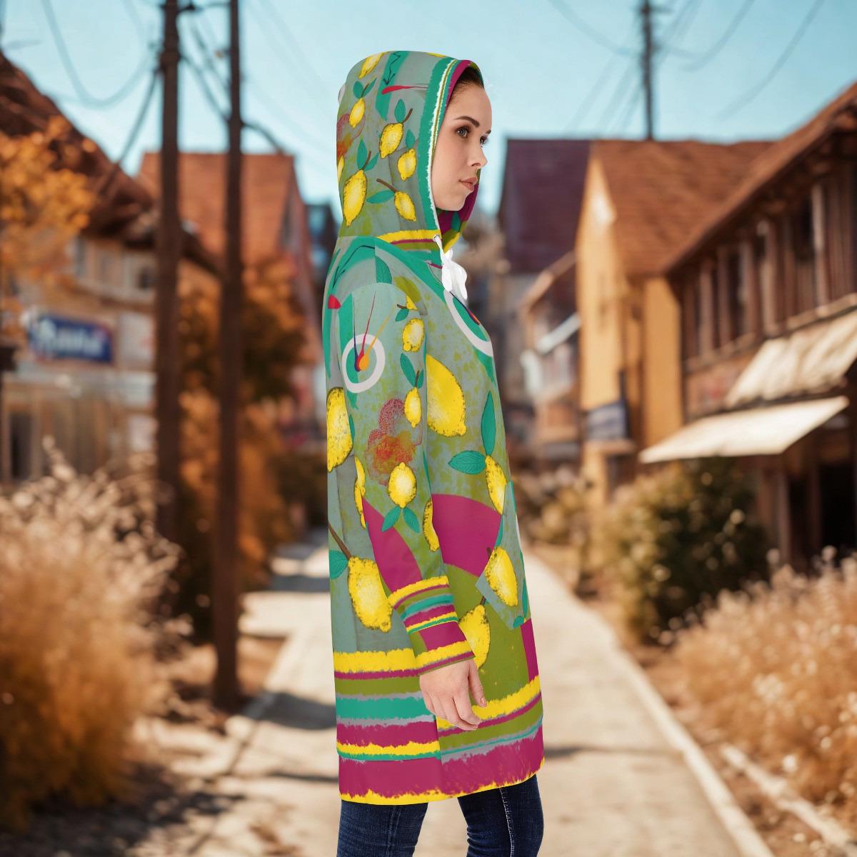Lemon Branches Hoodie Dress | Allover Print Citrus Pattern