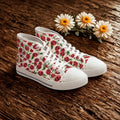 Pink Ladybug Leaf Pattern High Top Canvas Sneakers