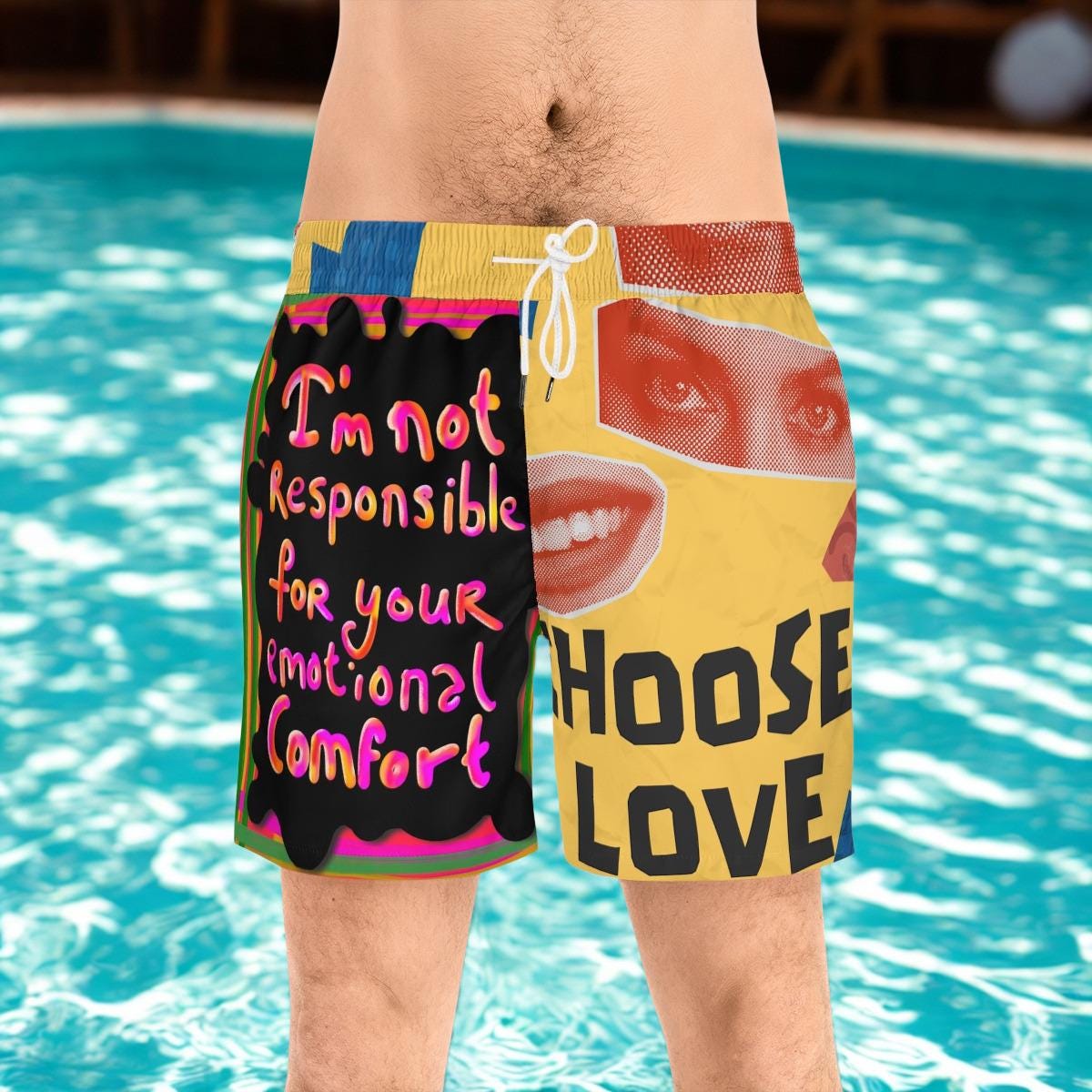 I'm Not Responsible for Your Emotional Comfort Swim Shorts  Choose Love AOP