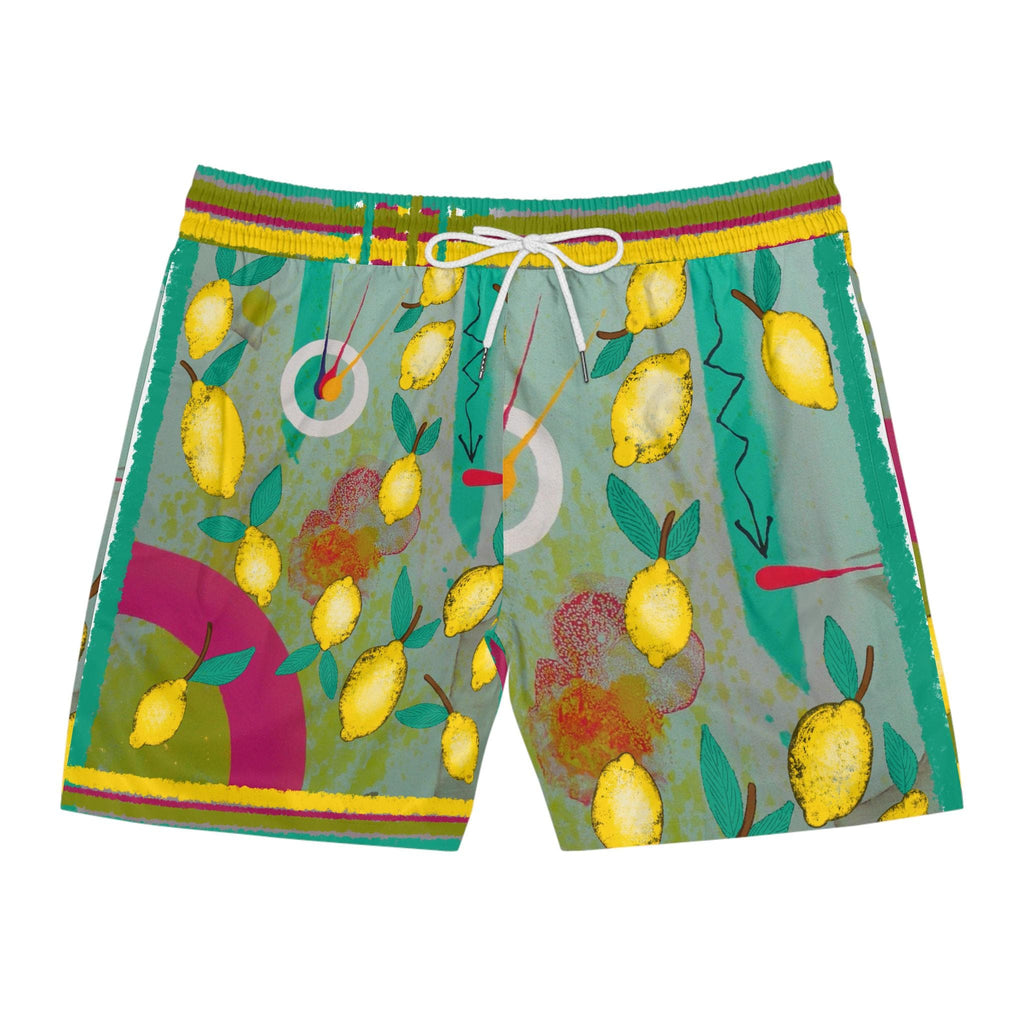 Lemon Pattern Swim Shorts | Tropical Citrus Print