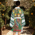 Forest Floral Vine Kimono Robe | Hibiscus Leaf Border
