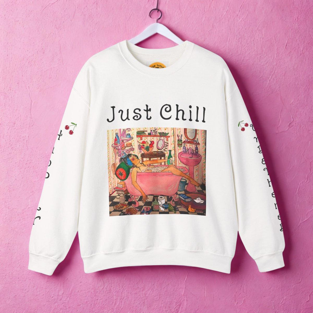 Just Chill illustration sweatshirt | Self Care quote crewneck