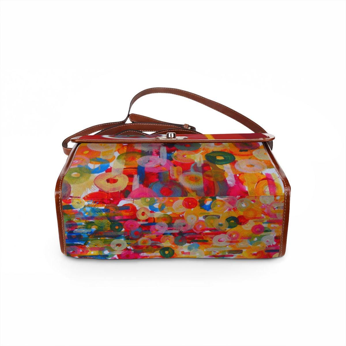 Abstract Colorful Circles Waterproof Canvas Bag | Artistic Geometric Print