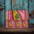 Colorful Striped Parrot Illustration Waterproof Canvas Bag | Tropical Bird Pattern