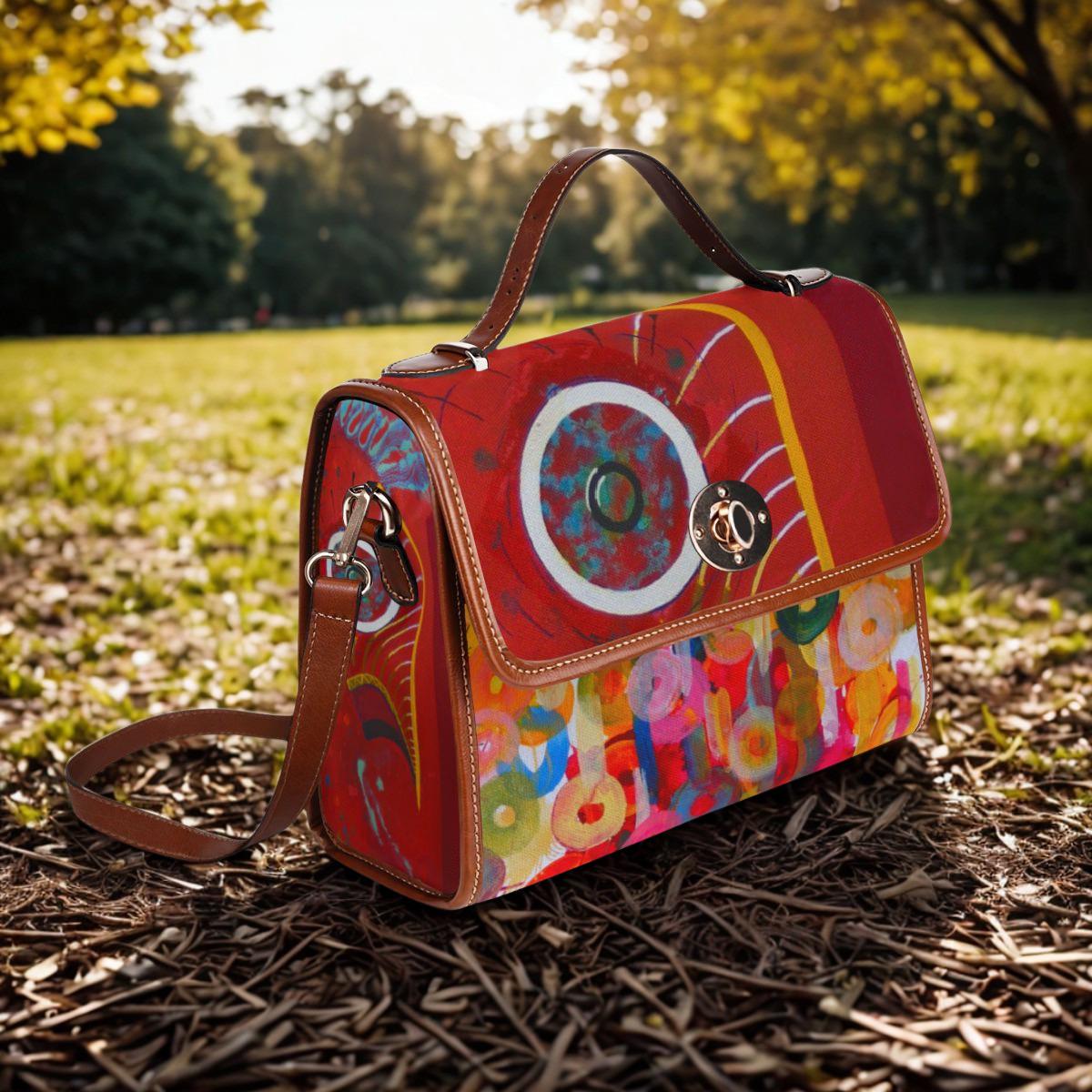 Abstract Colorful Circles Waterproof Canvas Bag | Artistic Geometric Print