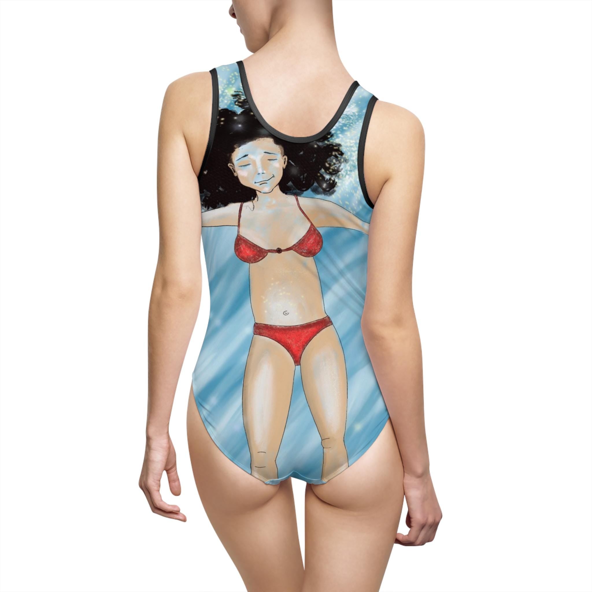 Woman Floating in Water swimsuit | One-Piece Swimsuit
