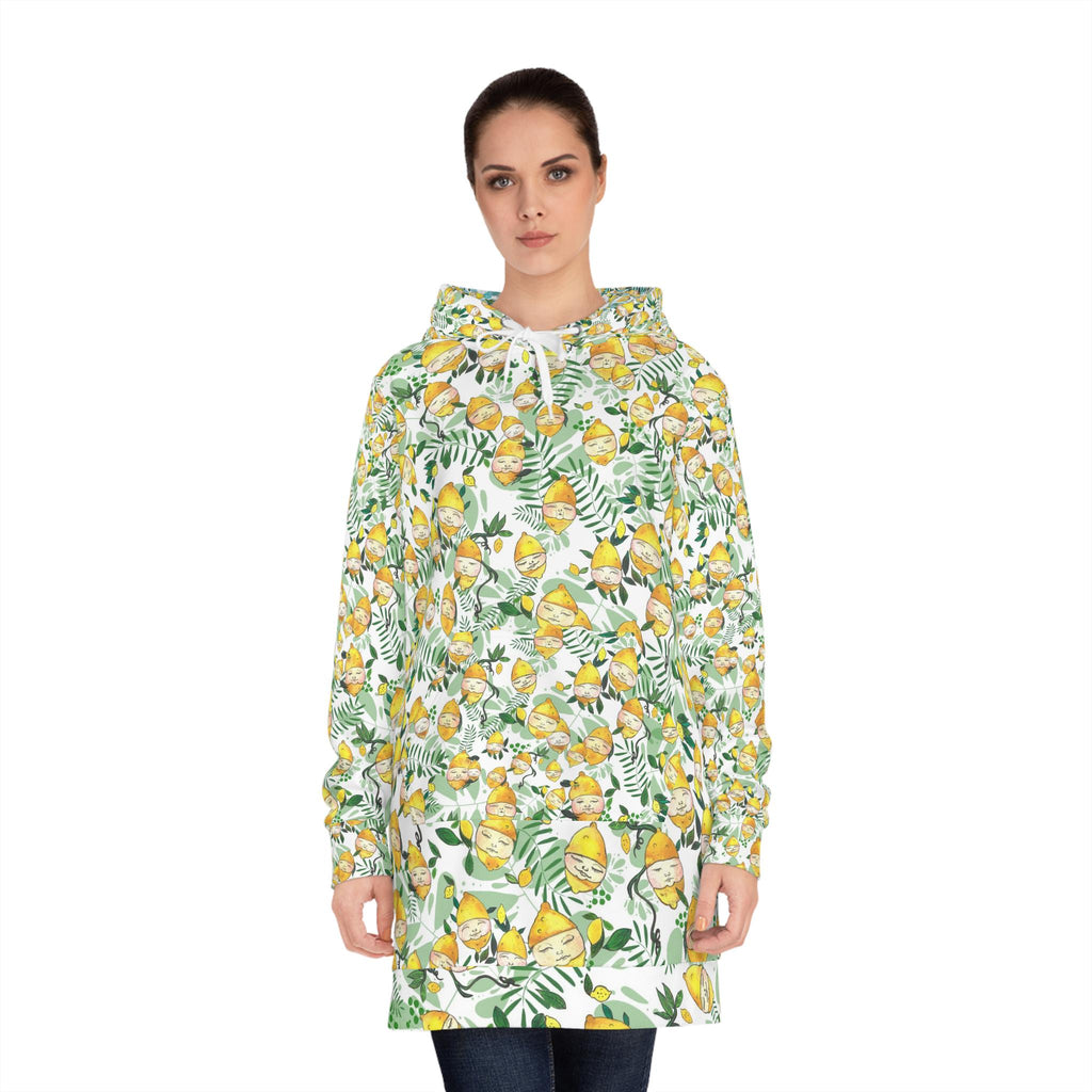 Lemon Allover Print Hoodie Dress | Lemon Heads Sleeves, Retro Vanity Illustration