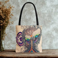 Abstract Floral Mask Tote Bag | Psychedelic Doodle Illustration