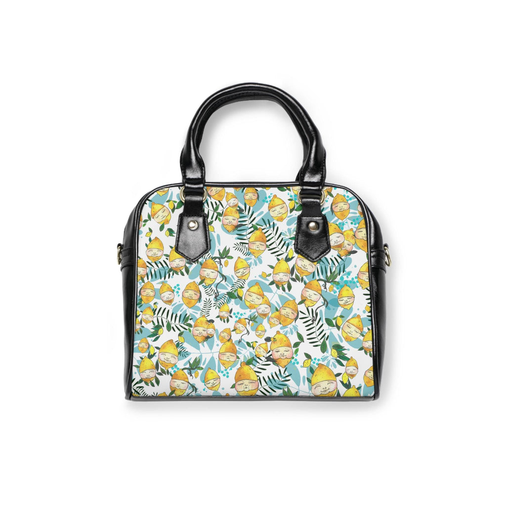 Lemon Citrus Floral Pattern Shoulder Handbag | Tropical Leaves Print