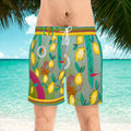Lemon Pattern Swim Shorts | Tropical Citrus Print