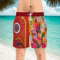 Colorful Abstract Fish Face Swim Shorts | Vibrant Painterly Circles
