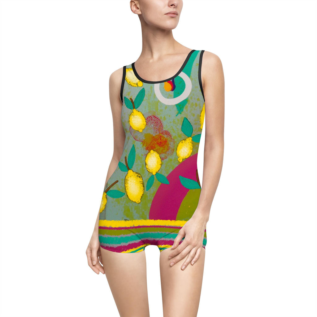 Lemon Grove Vintage Swimsuit | Retro Fruit Pattern One-Piece