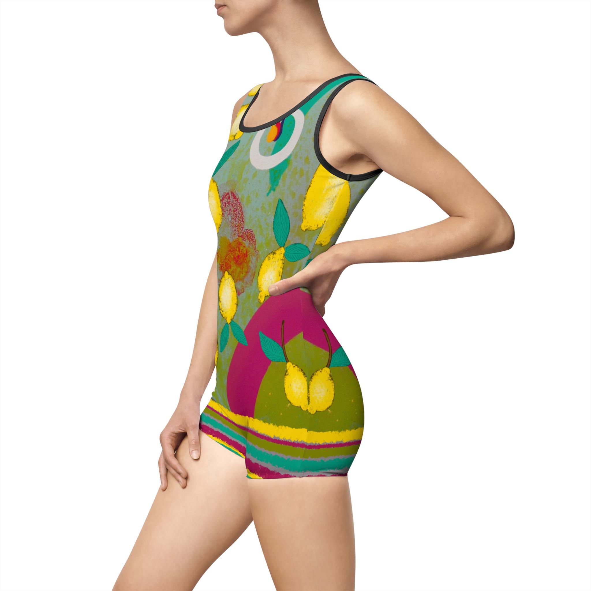 Lemon Grove Vintage Swimsuit | Retro Fruit Pattern One-Piece