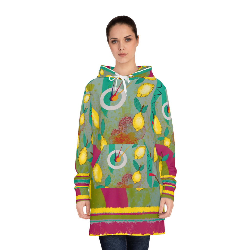 Lemon Branches Hoodie Dress | Allover Print Citrus Pattern