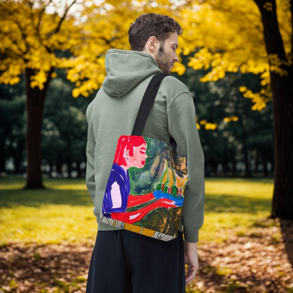 Hand-Painted Woman Portrait Tote Bag | Artistic Watercolor Face Print