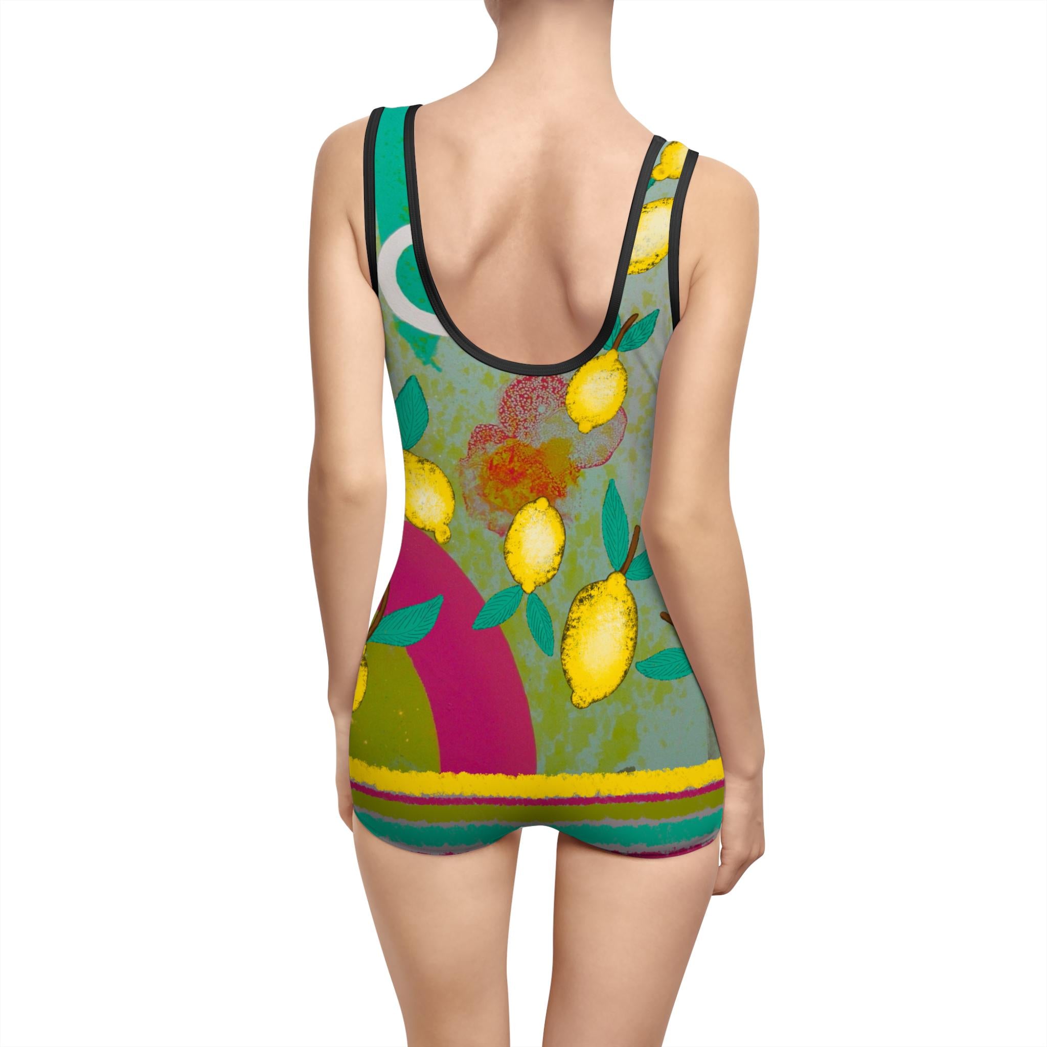 Lemon Grove Vintage Swimsuit | Retro Fruit Pattern One-Piece