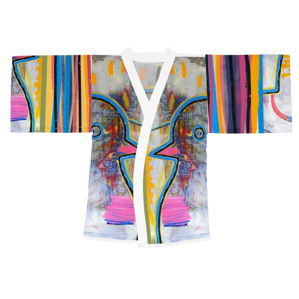 Colorful Abstract Bird Kimono Robe | Long Sleeve Printed Kimono
