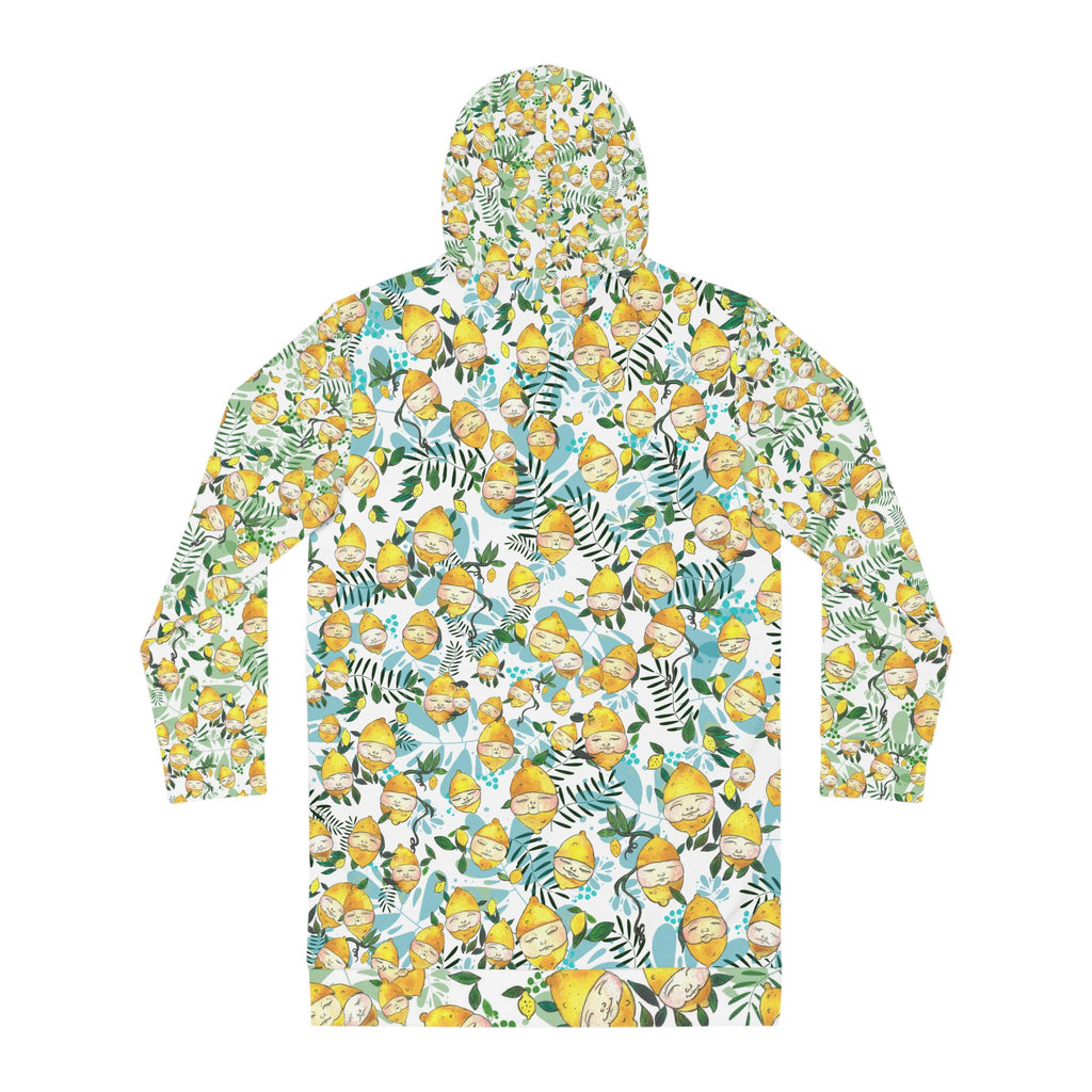Lemon Allover Print Hoodie Dress | Lemon Heads Sleeves, Retro Vanity Illustration