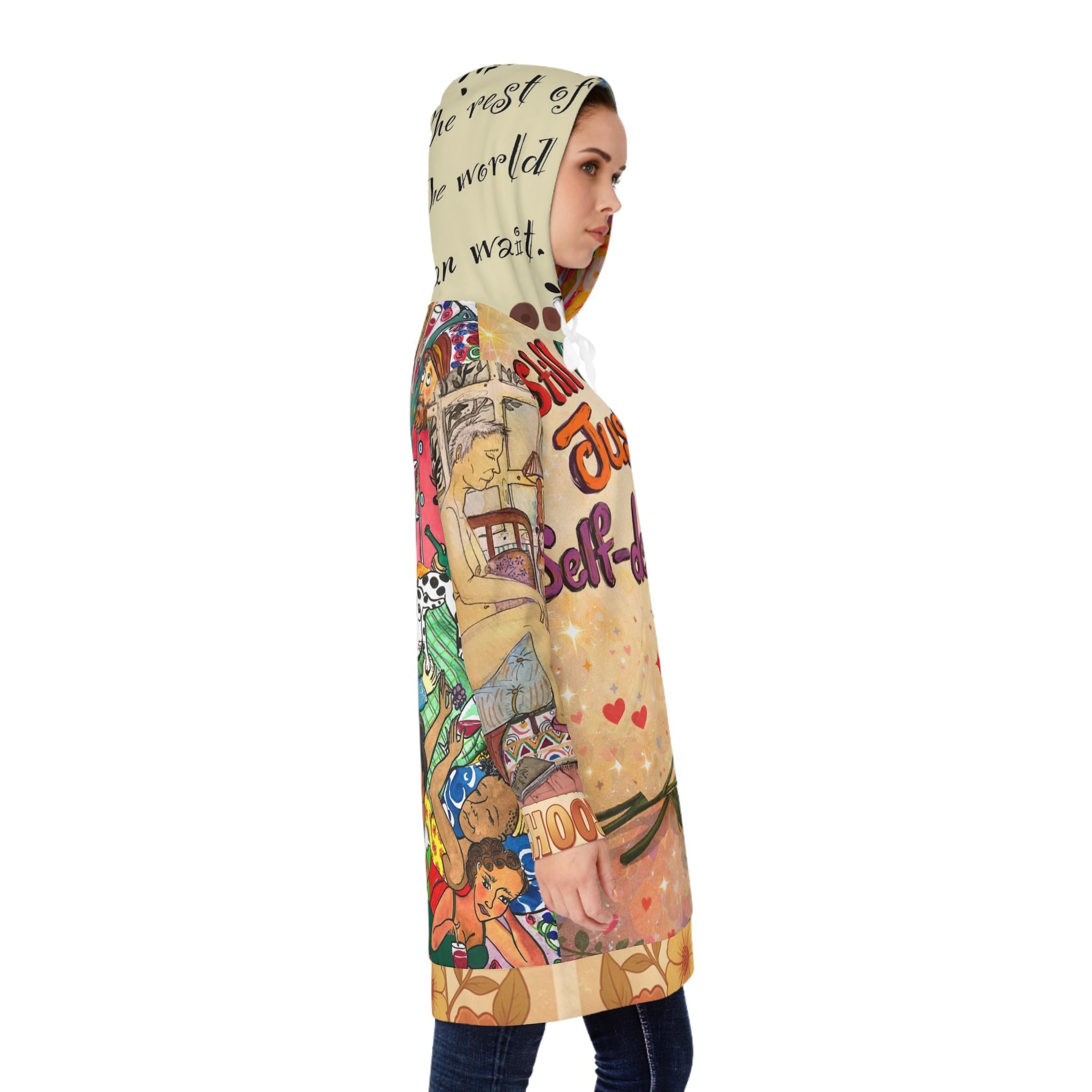 Still Romantic Just Not Self-Destructive Hoodie Dress | Illustrated Retro Collage