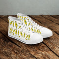 Green Budgie Pattern High Top Sneakers | Parakeet Bird Print Shoes