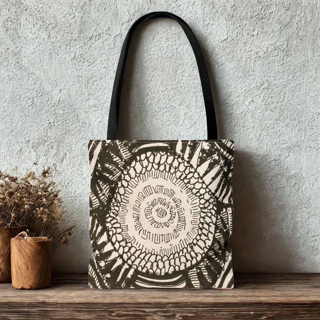 Surreal Portrait Tote Bag | Artistic Face and Cat Illustration