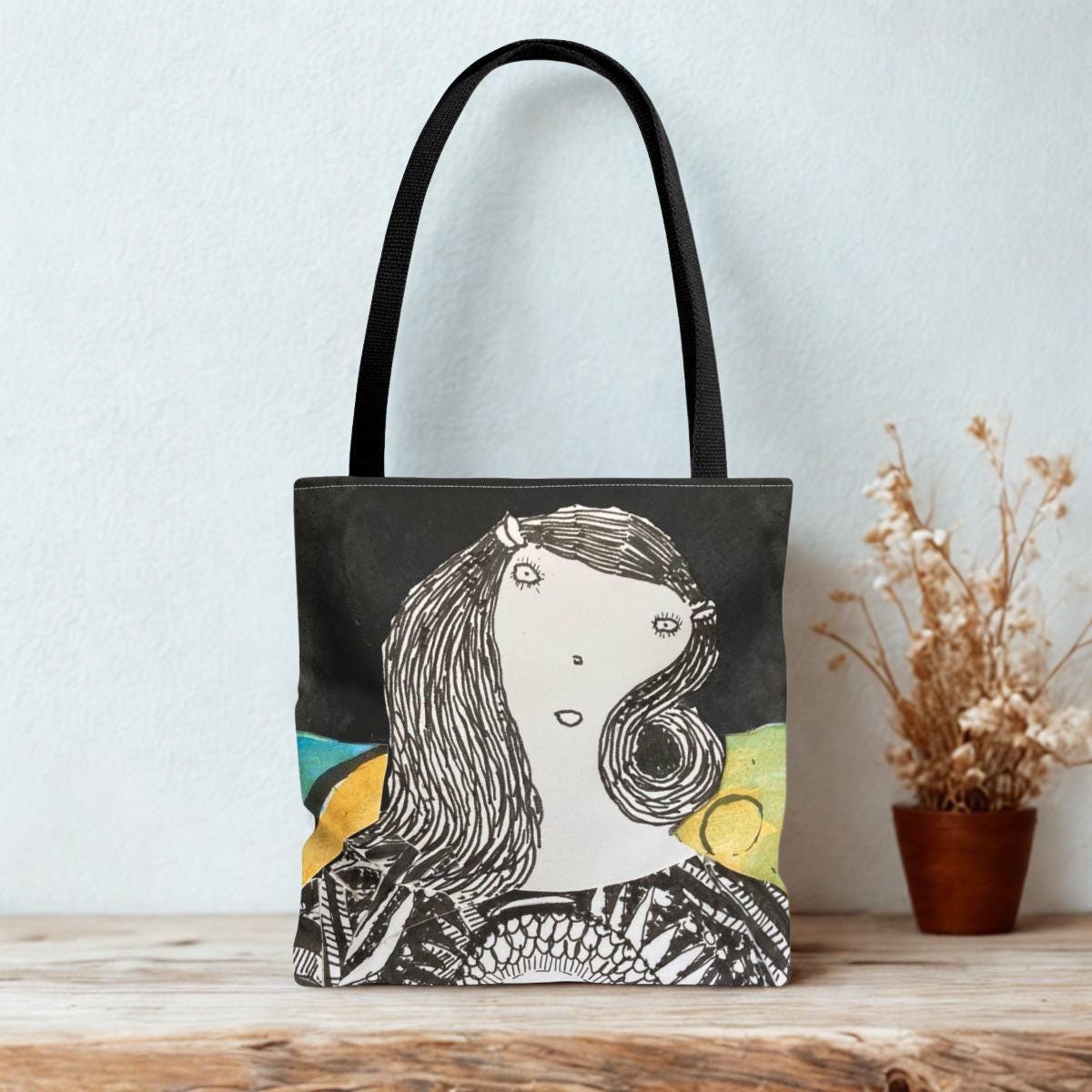 Whimsical Girl and Running Horse Tote | Illustrated Art Tote