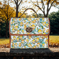 Lemon Floral Pattern Waterproof Canvas Bag | Tropical Fruit Leaves Satchel