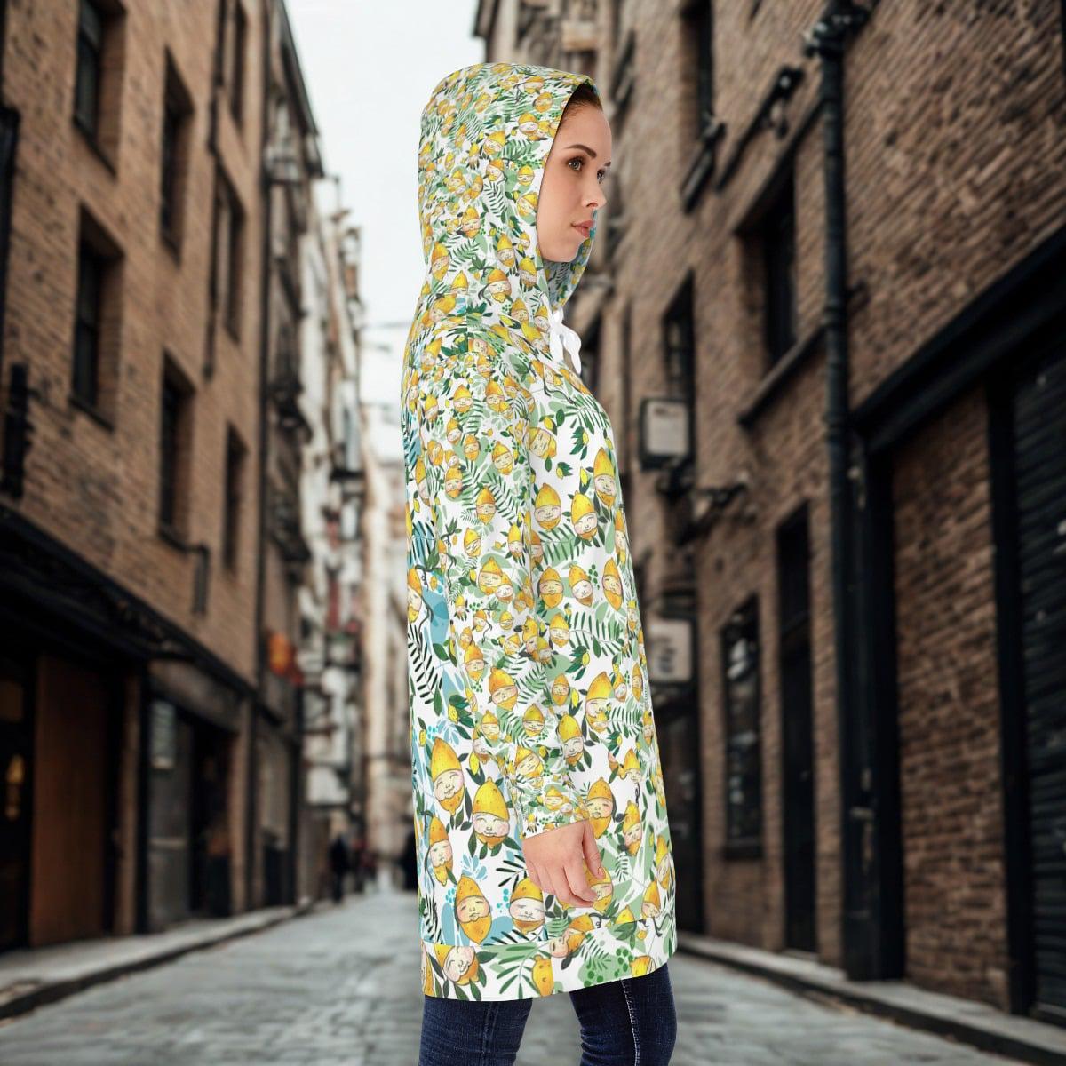 Lemon Allover Print Hoodie Dress | Lemon Heads Sleeves, Retro Vanity Illustration