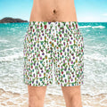 Potted Cactus Pattern Swim Shorts  Mens Mid Length