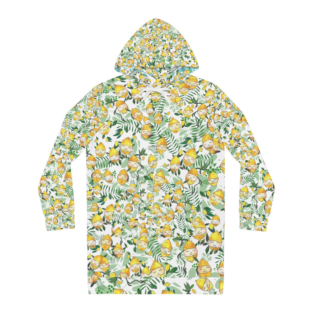 Lemon Allover Print Hoodie Dress | Lemon Heads Sleeves, Retro Vanity Illustration