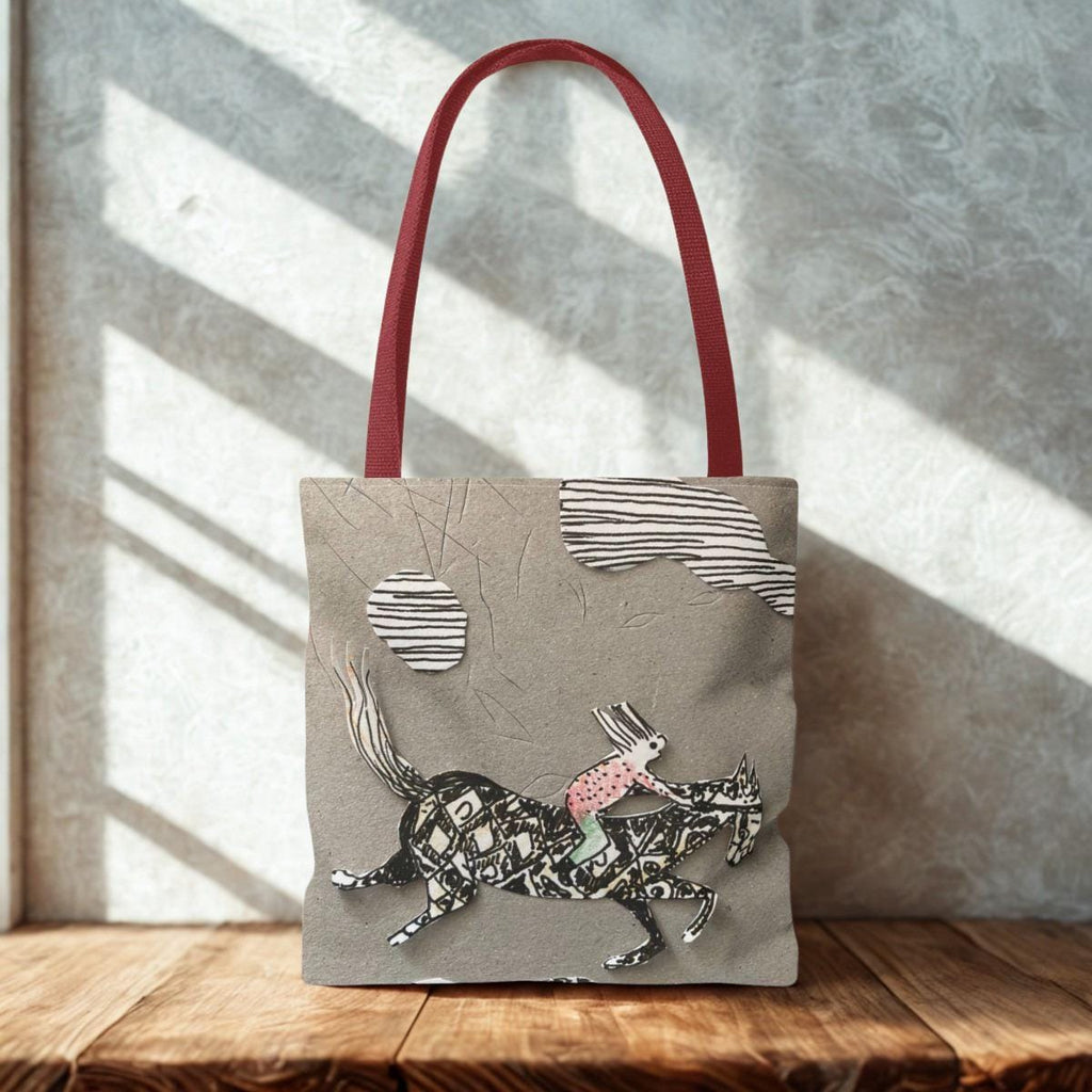 Whimsical Girl and Running Horse Tote | Illustrated Art Tote